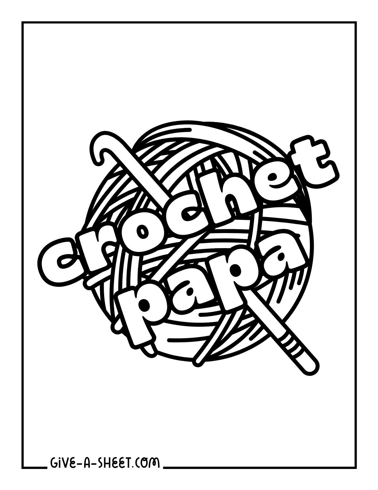Crochet tapestry needle and yarn coloring page for men.