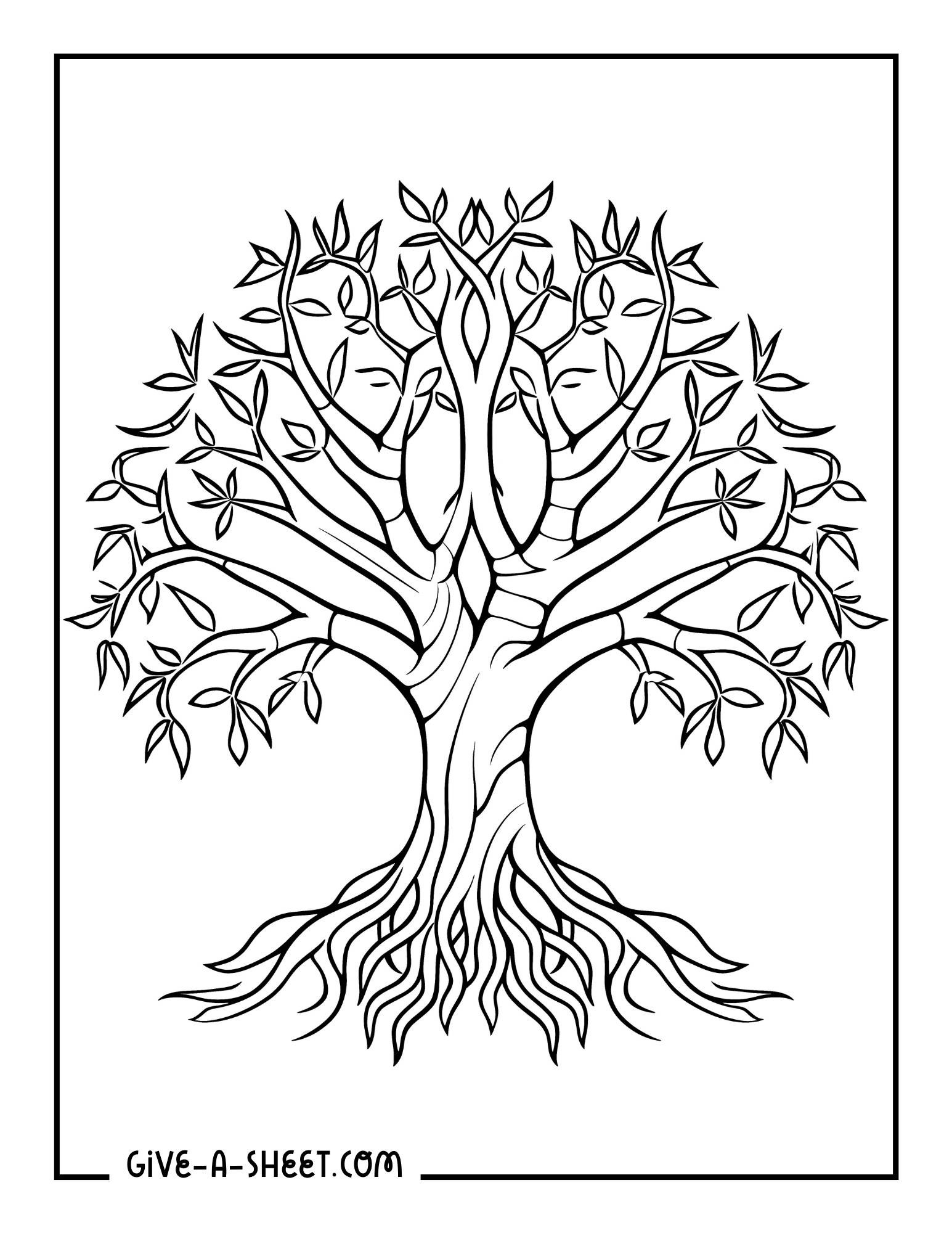 Cypress tree roots coloring page.