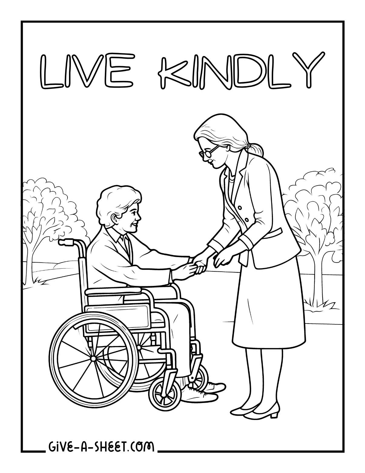 Examples of kindness coloring page.