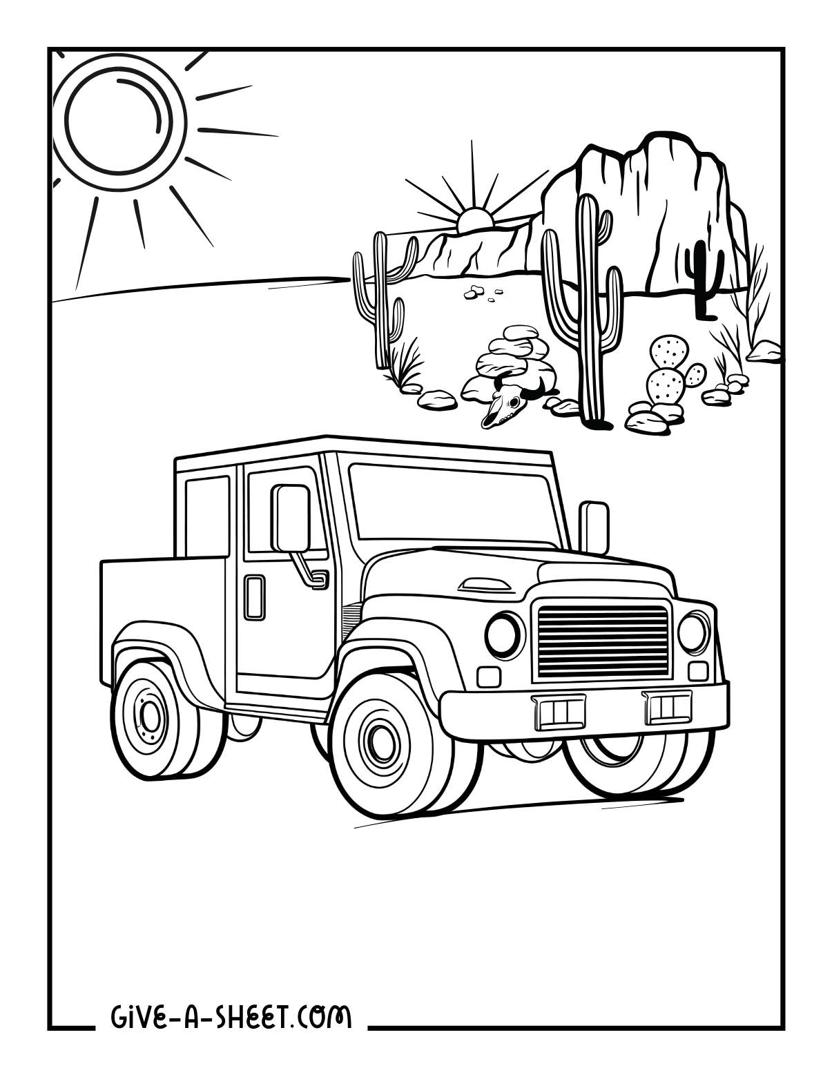 Four wheel drive truck coloring page.