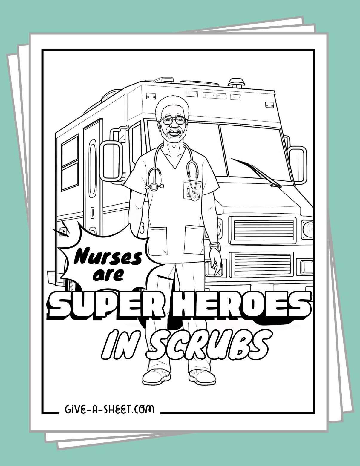 Free printable nurse coloring pages.