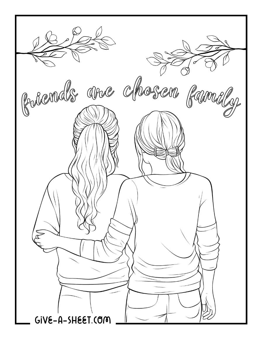 True friend coloring page for adults.