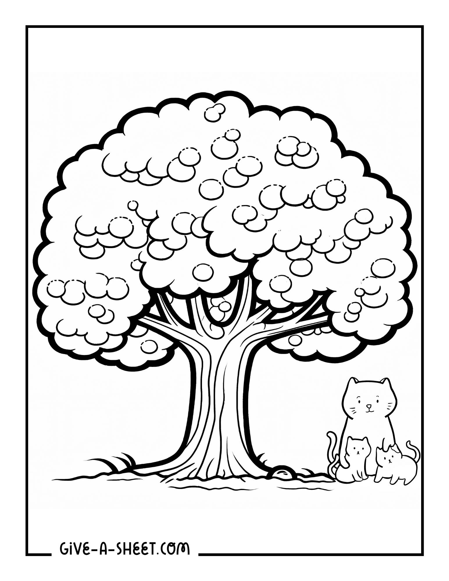 Fruit bearing species of trees coloring page.