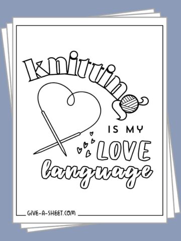 Free printable knitting coloring pages.