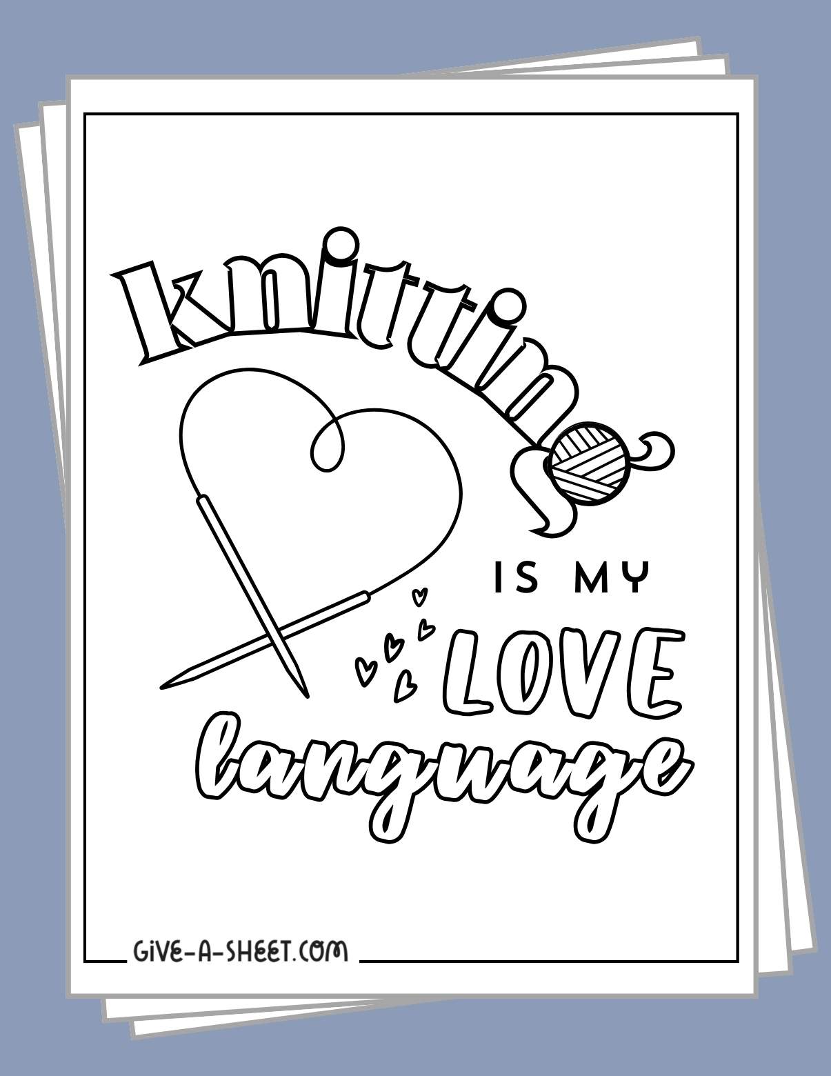 Free printable knitting coloring pages.