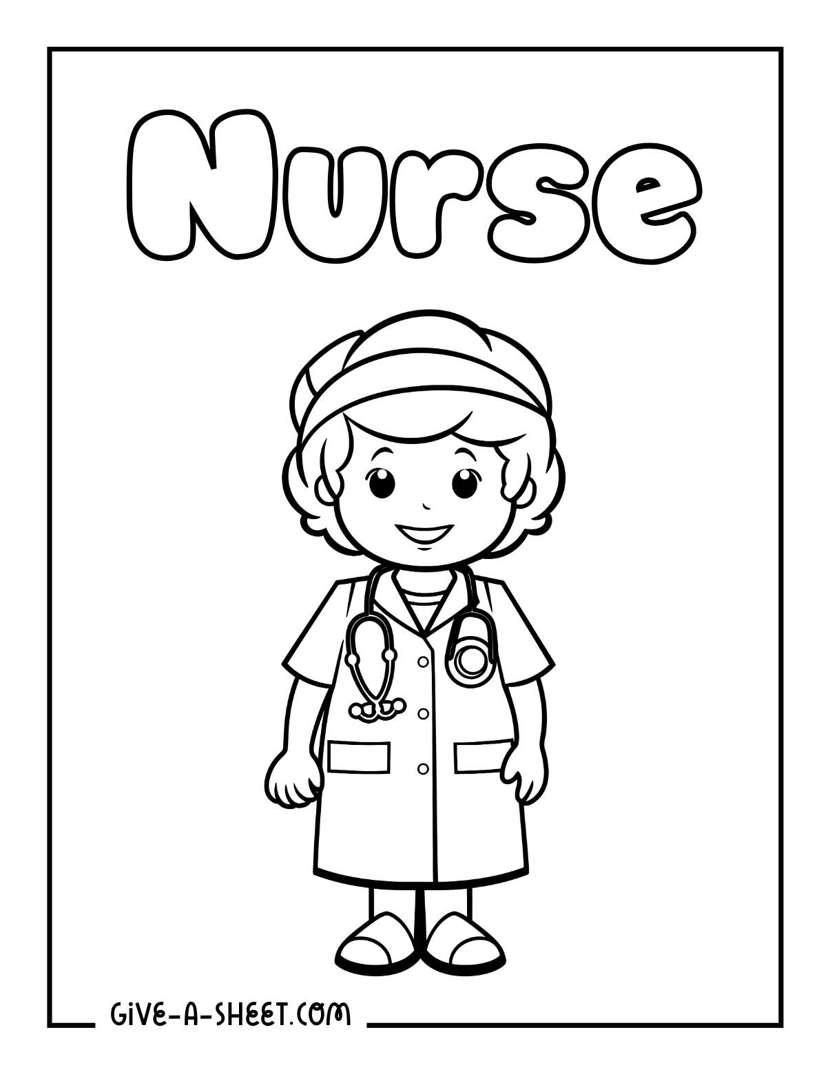Simple female nurse coloring page.