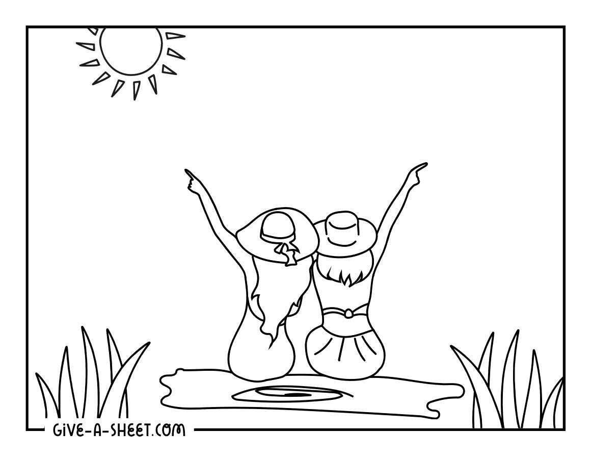 Printable friendship coloring page for summer.