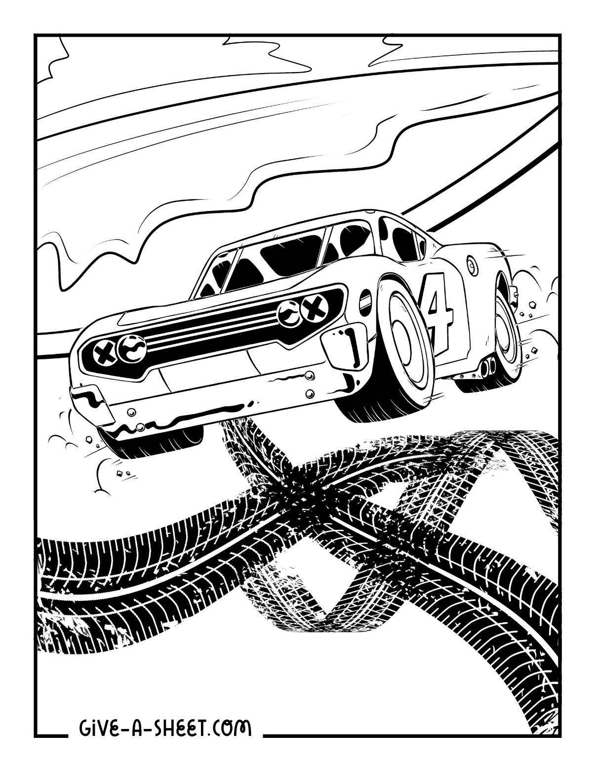 Thrill of race car coloring page.