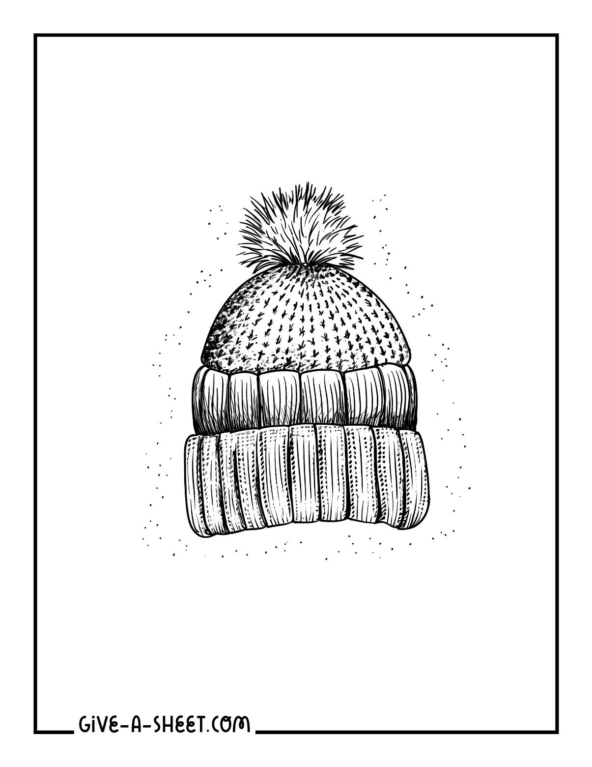 Realistic winter hat beanie with pom poms coloring page.