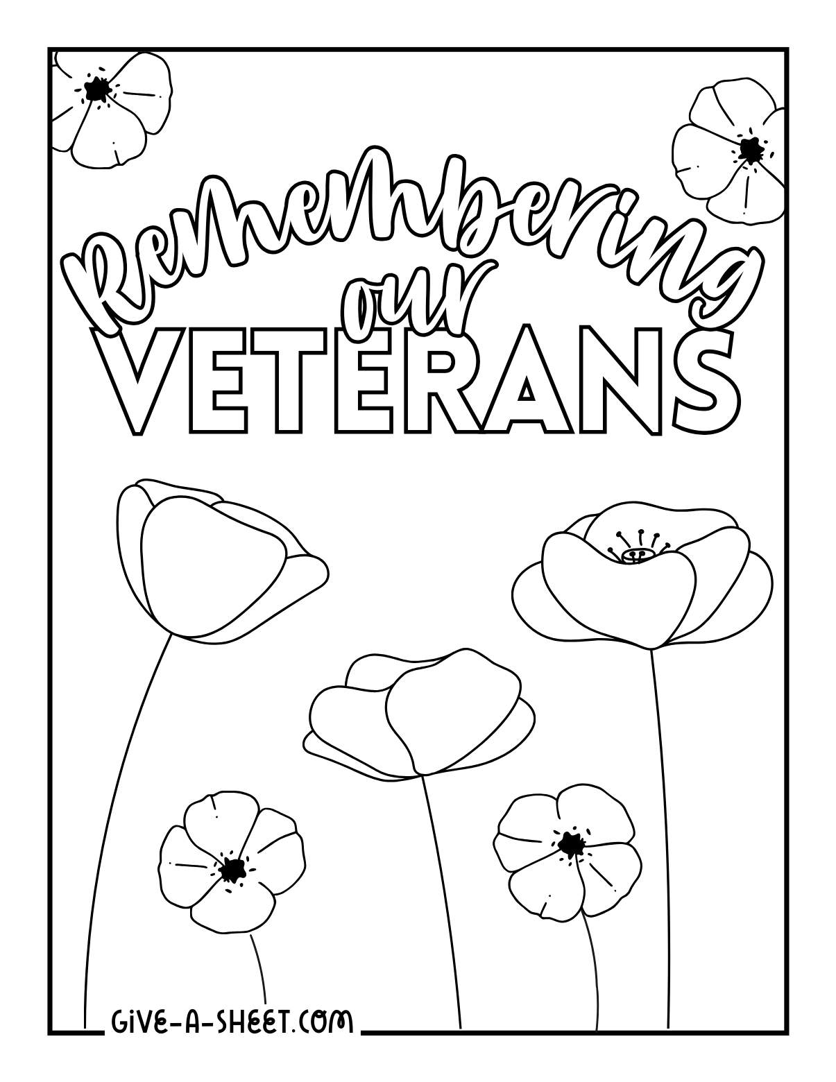 Poppy for veterans day coloring page.