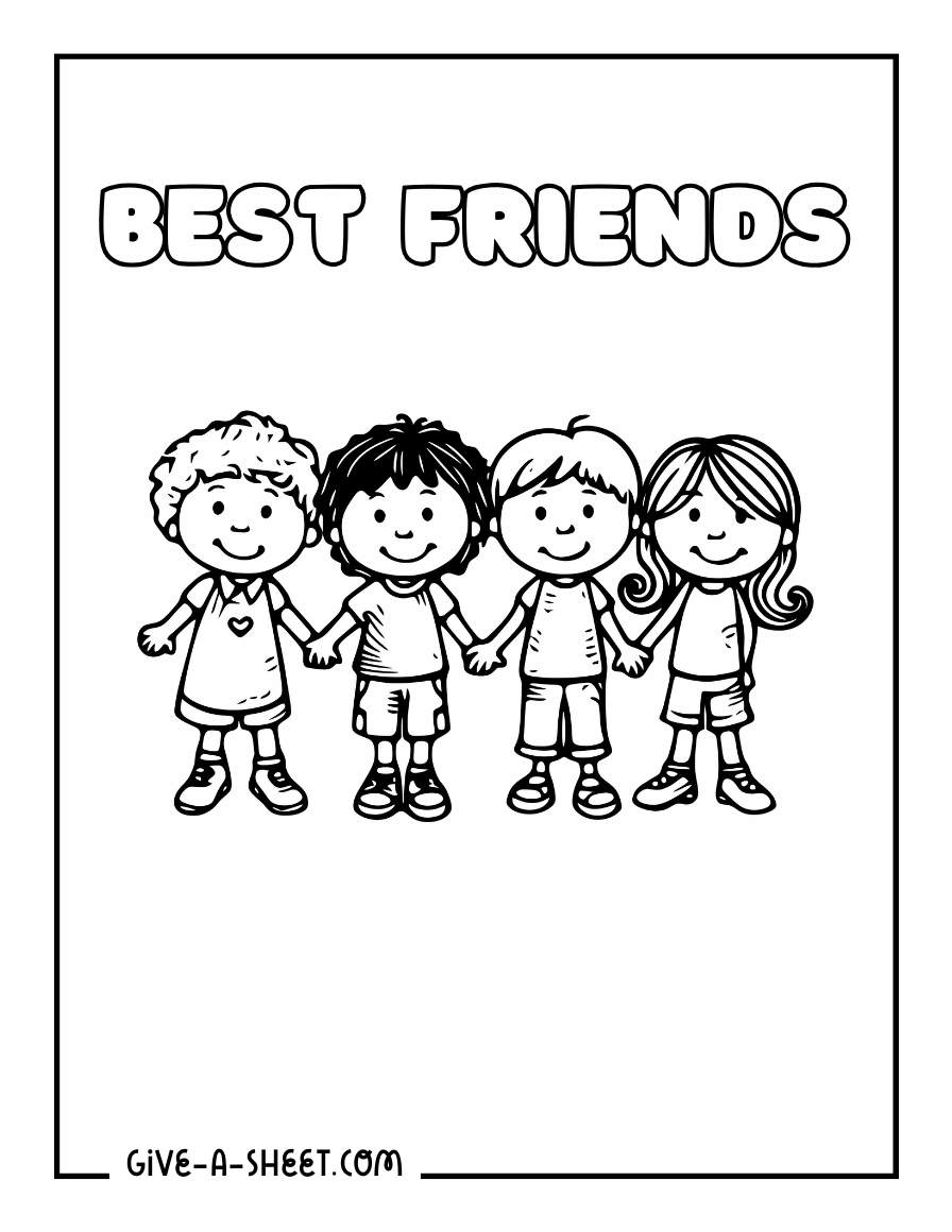 Simple bff coloring sheet holding hands.
