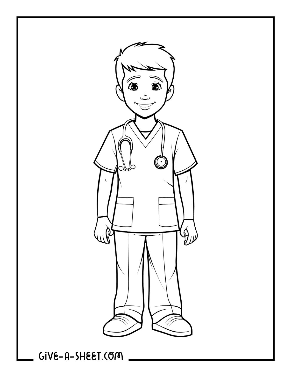 Simple male nurse outline to color.