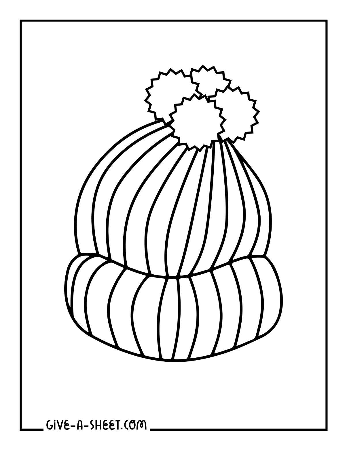 Simple winter hat for cold coloring page.