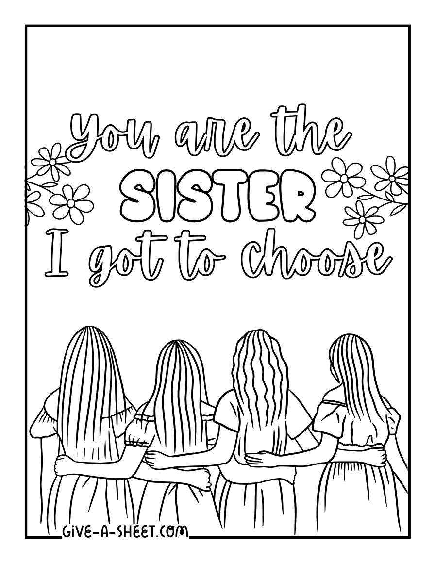 Sister friendship favorite moments to color.