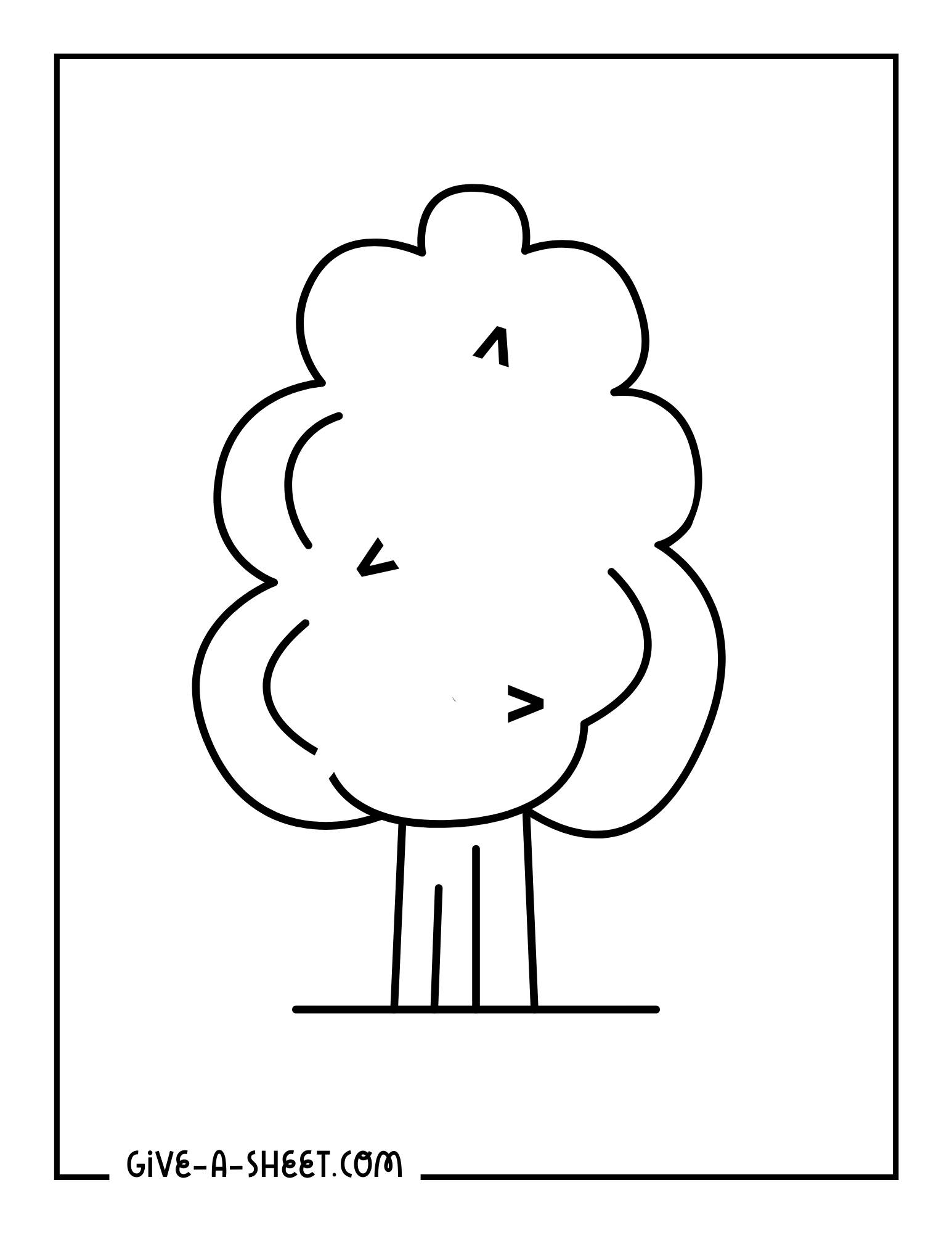 Easy tree outline coloring sheet for preschoolers.