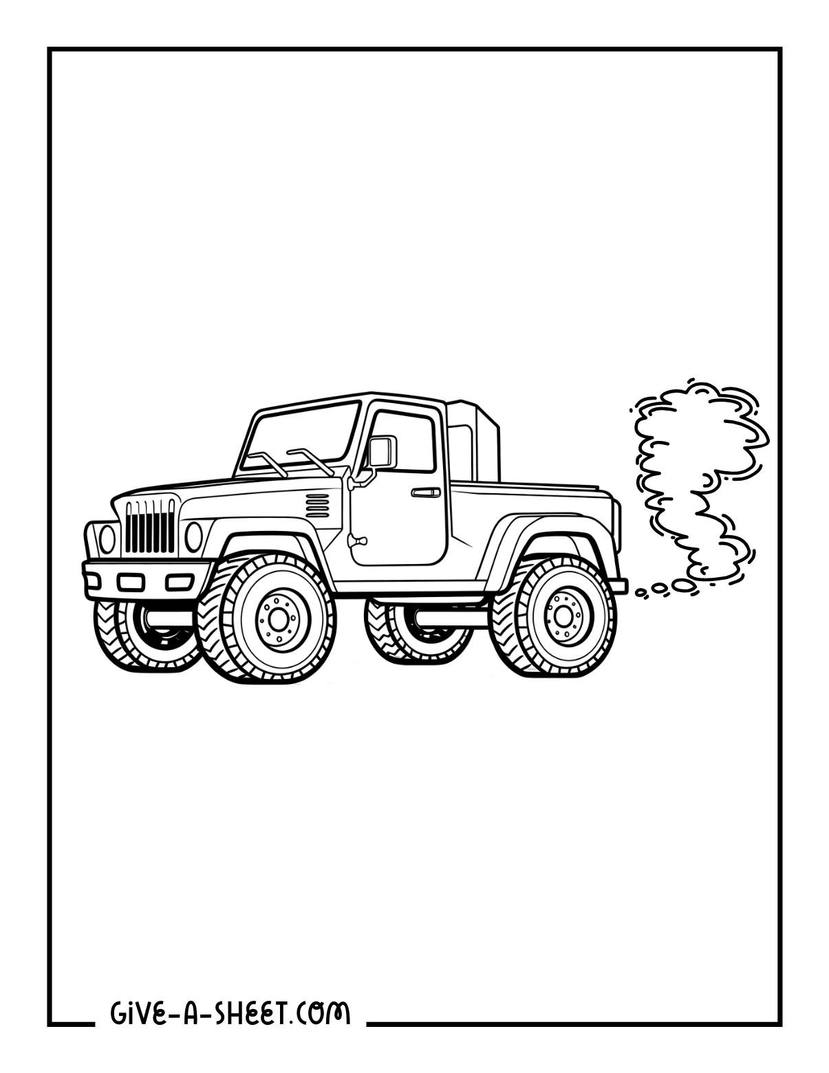Truck coloring page exhaust smoke.