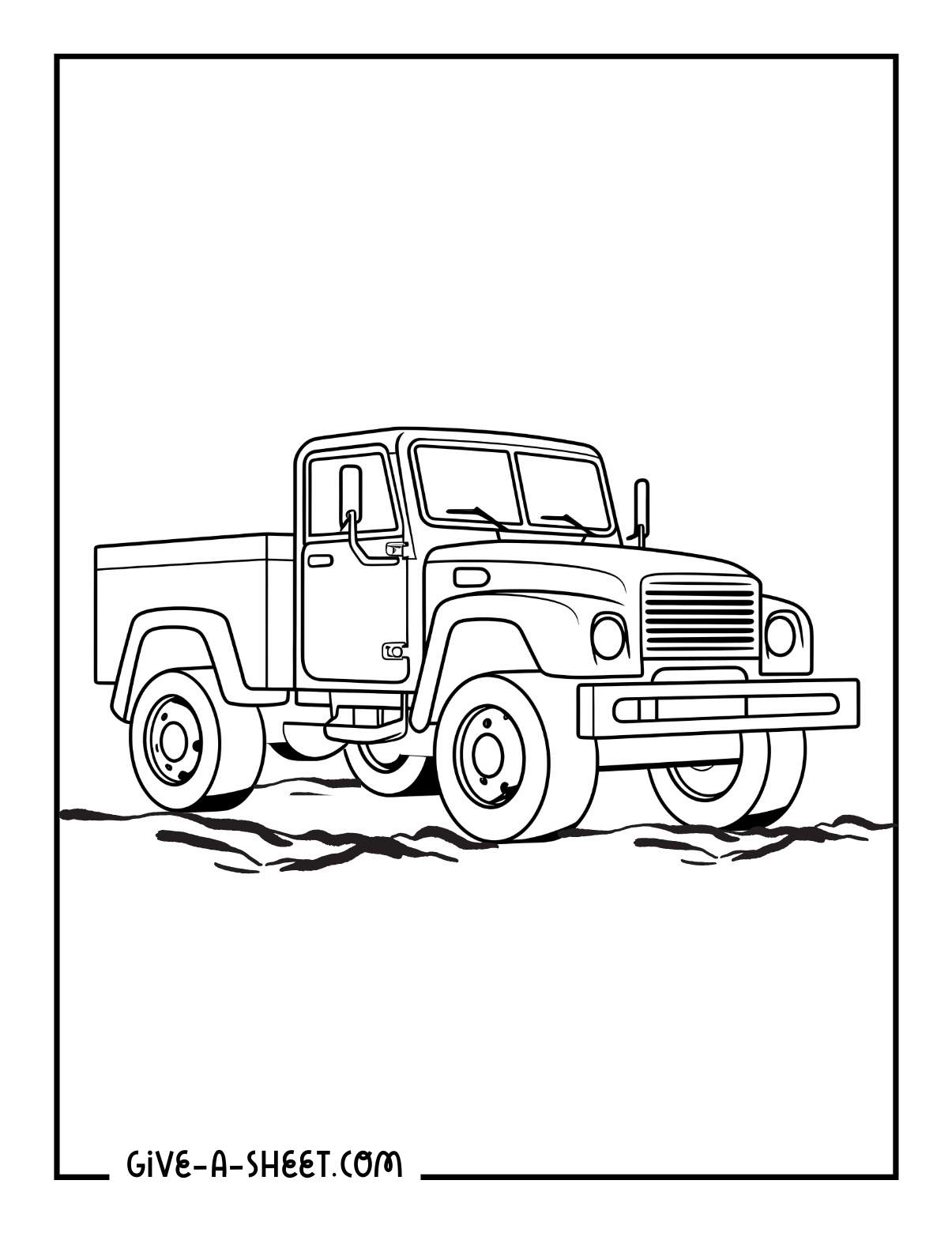 Simple truck coloring page off the road.