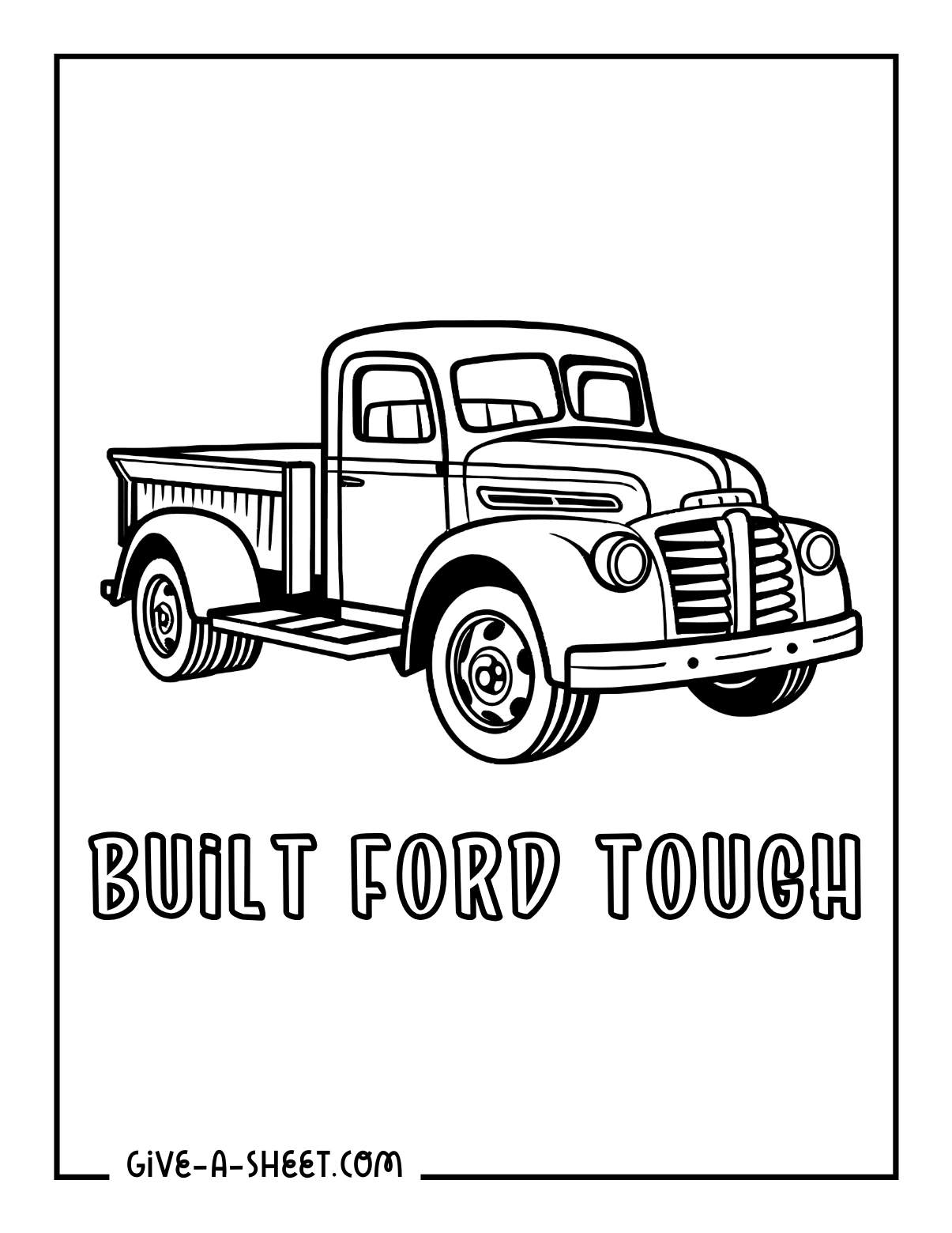 Vintage Ford pick up truck coloring page.