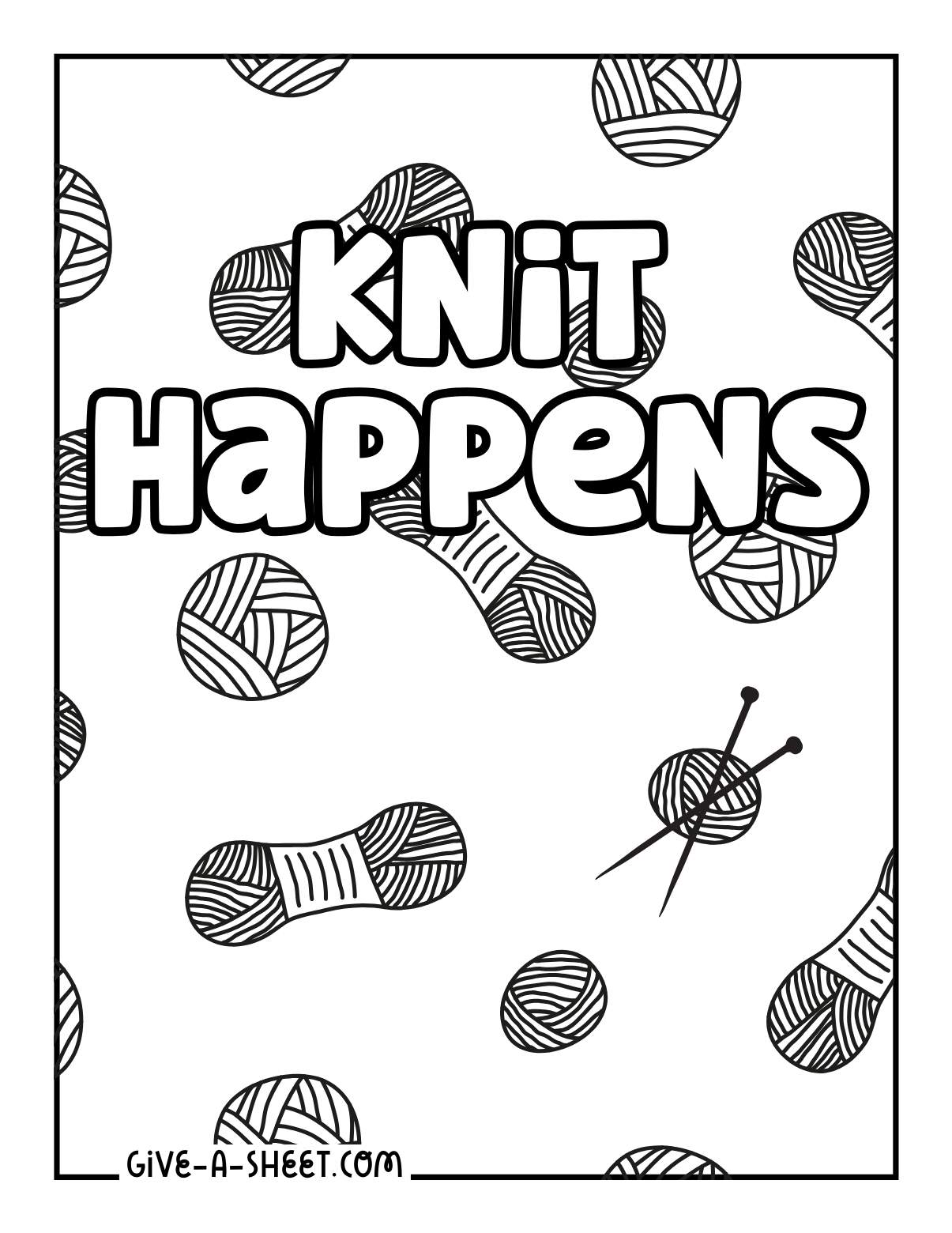 Knitting yarn skeins coloring page.