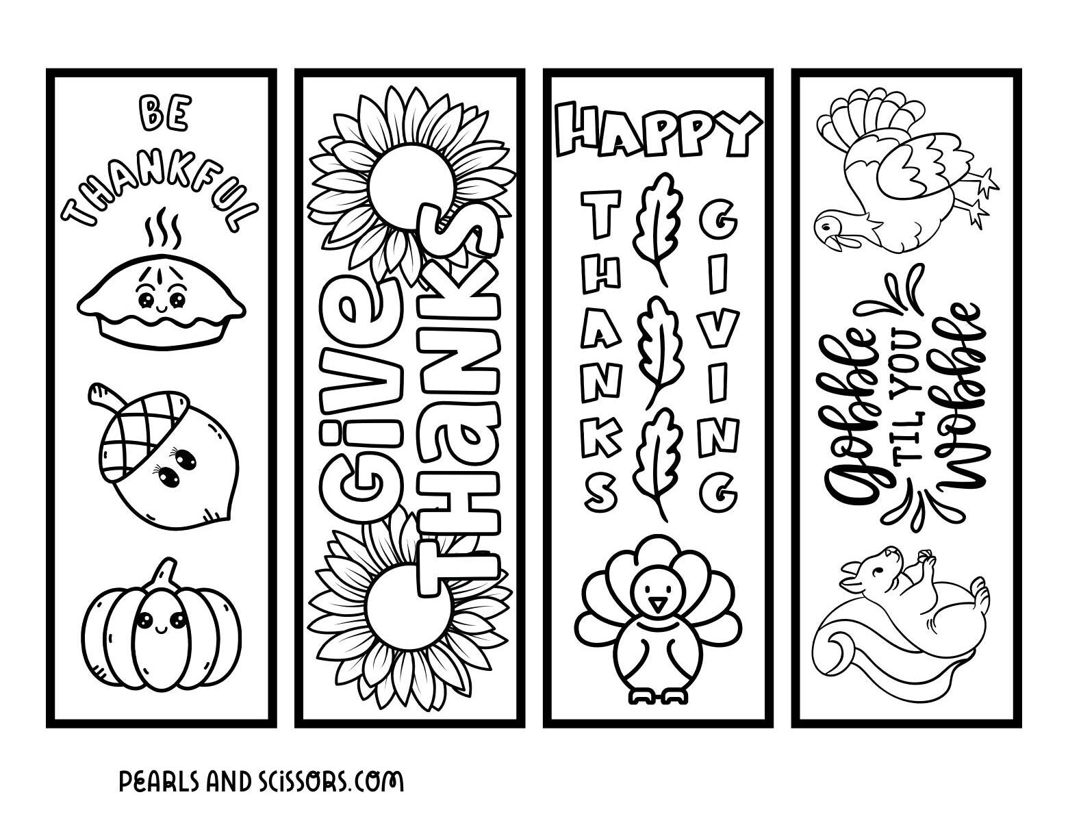 Thanksgiving printables of bookmarks for coloring.