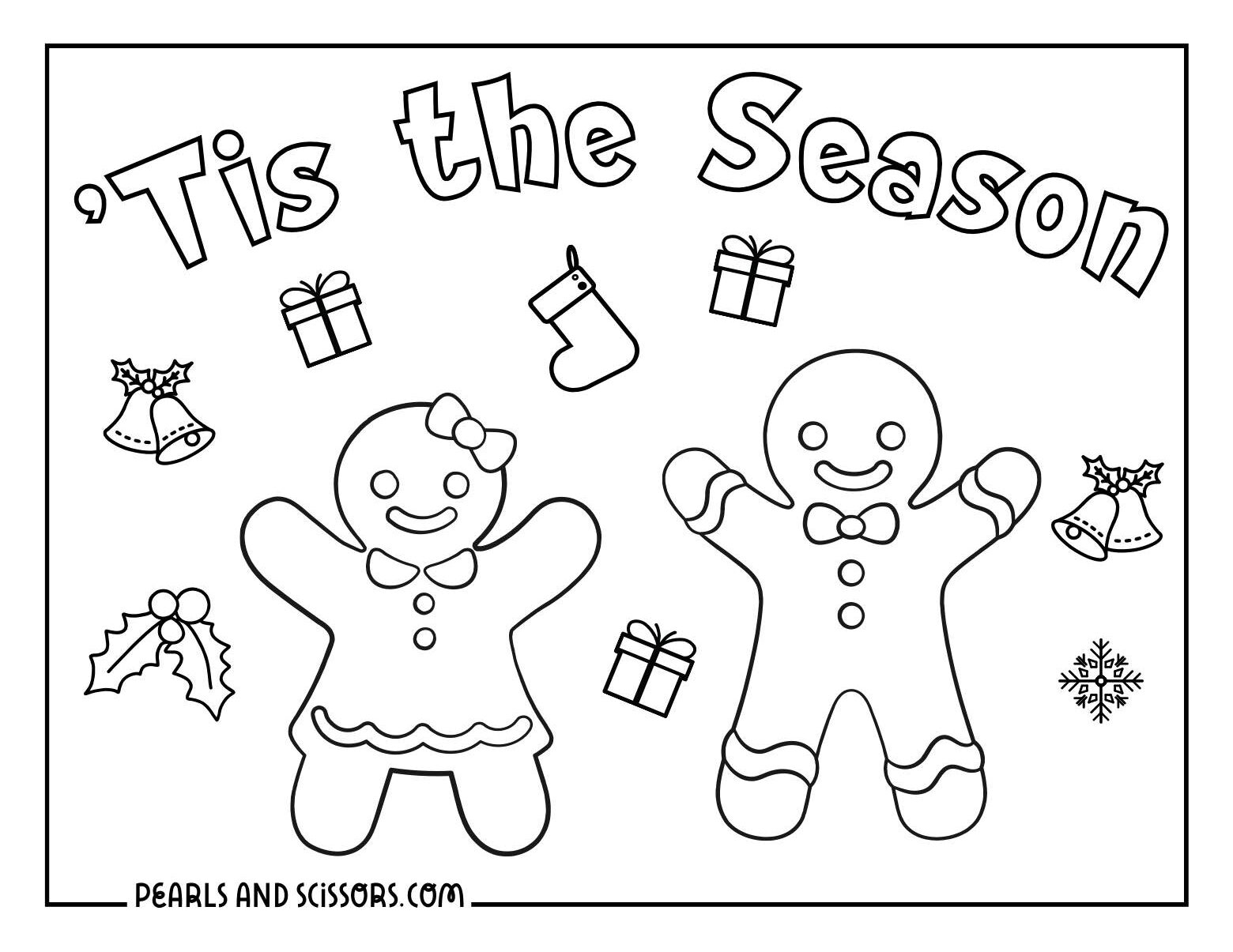 Gingerbread men and women christmas coloring page.
