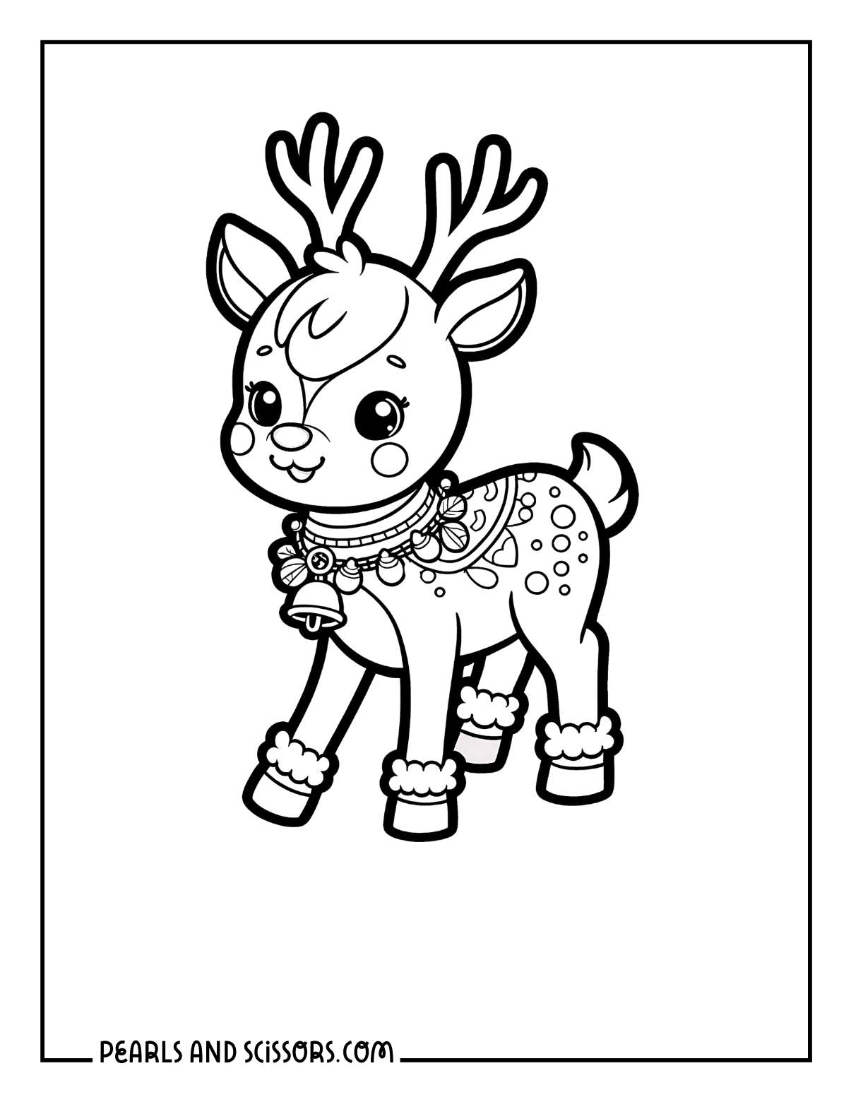 Cute girl reindeer christmas coloring sheet.