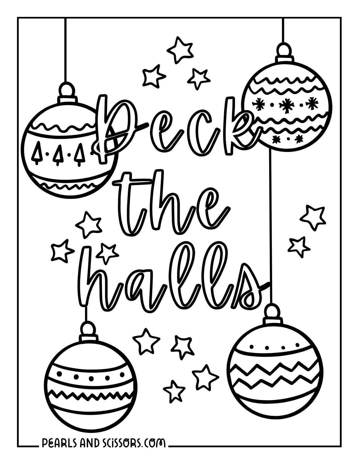Christmas ornaments coloring page for adults.