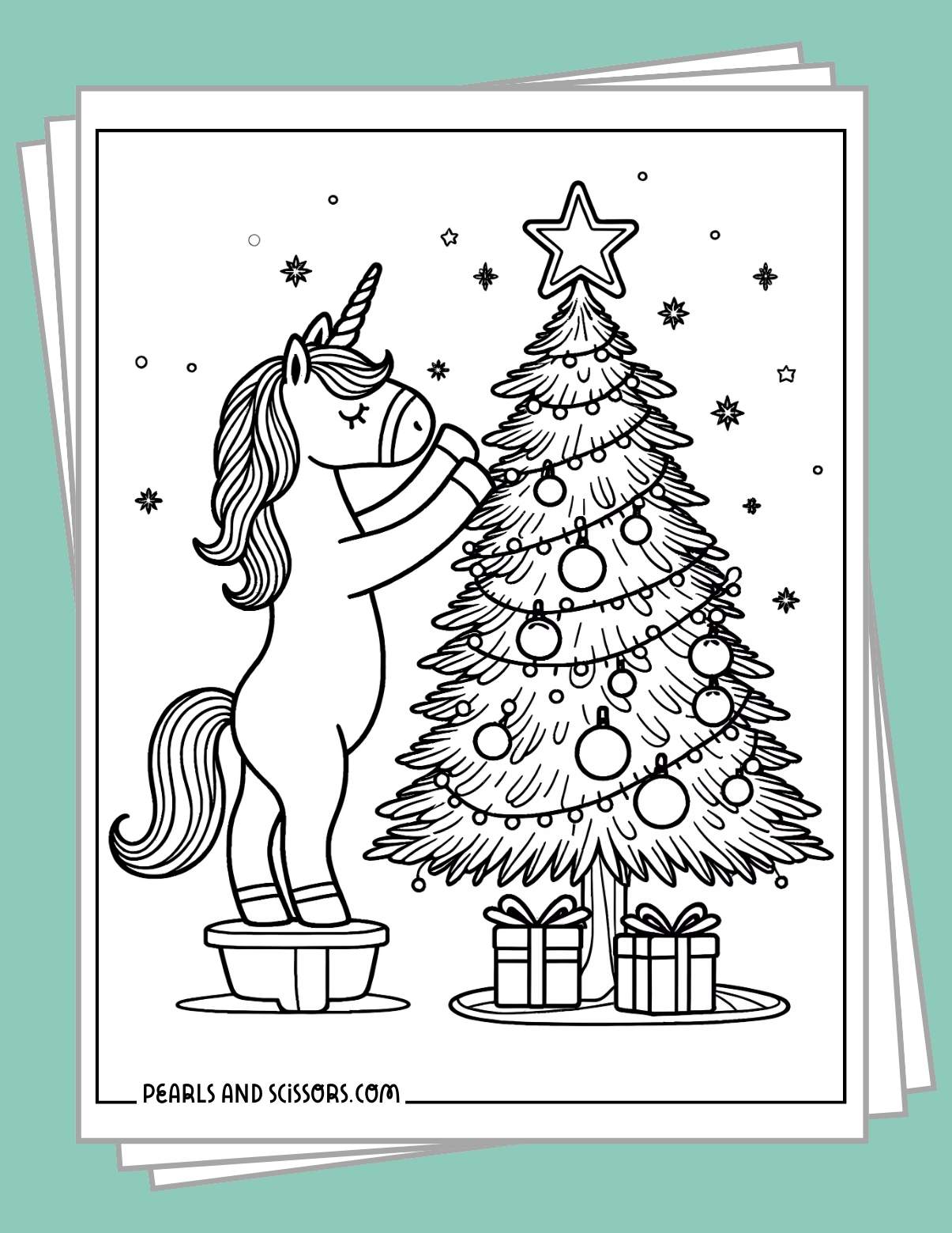 Free printable christmas unicorn coloring pages to download.