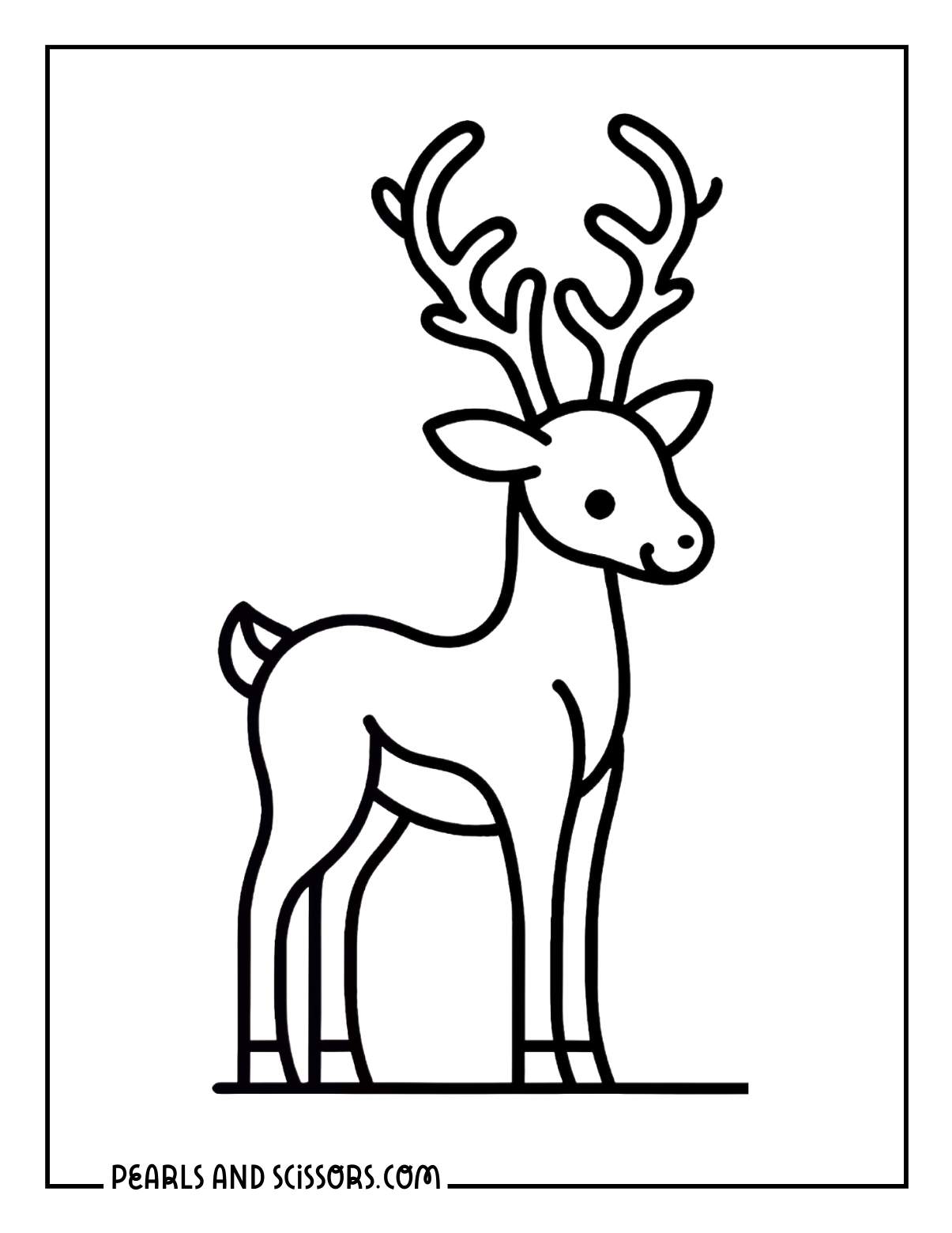 Easy reindeer outline christmas coloring page for kids.