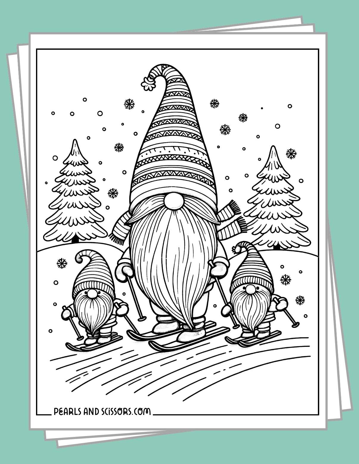 Free printable gnome christmas coloring pages to download.