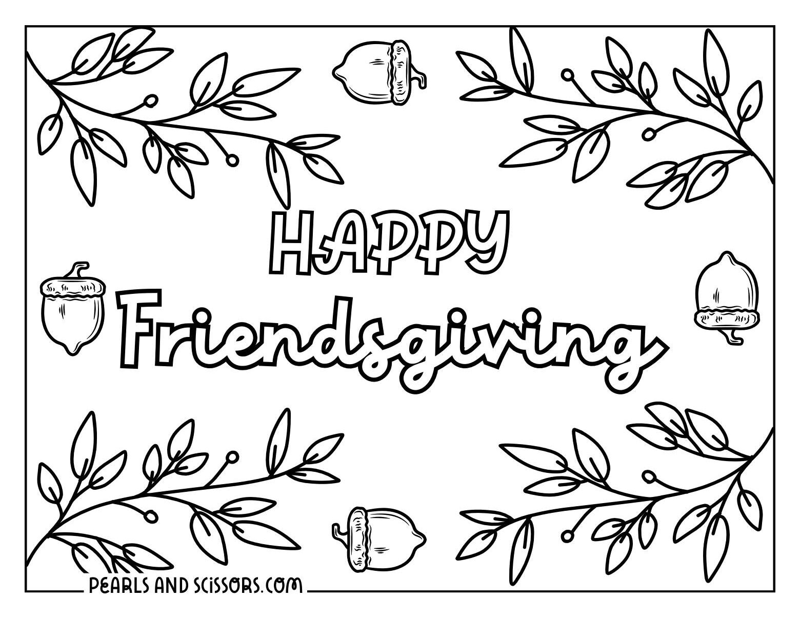Happy friendsgiving coloring page.