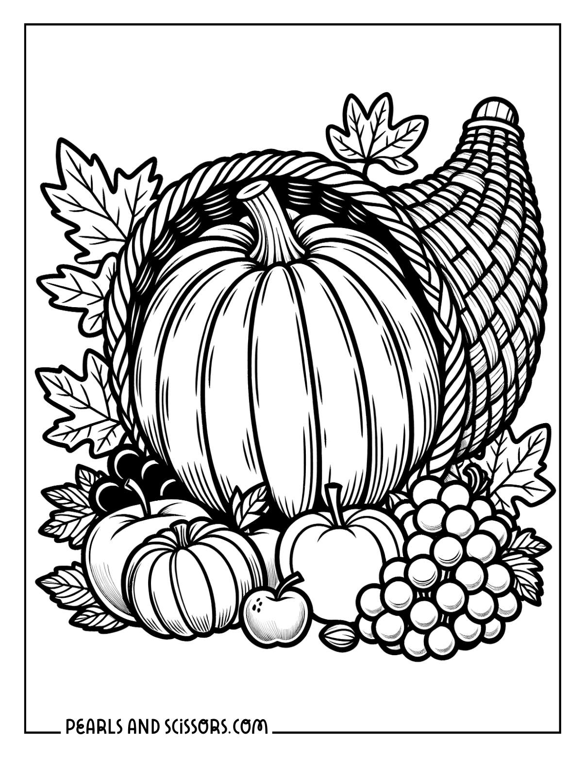 Thanksgiving harvest wreath coloring sheet.