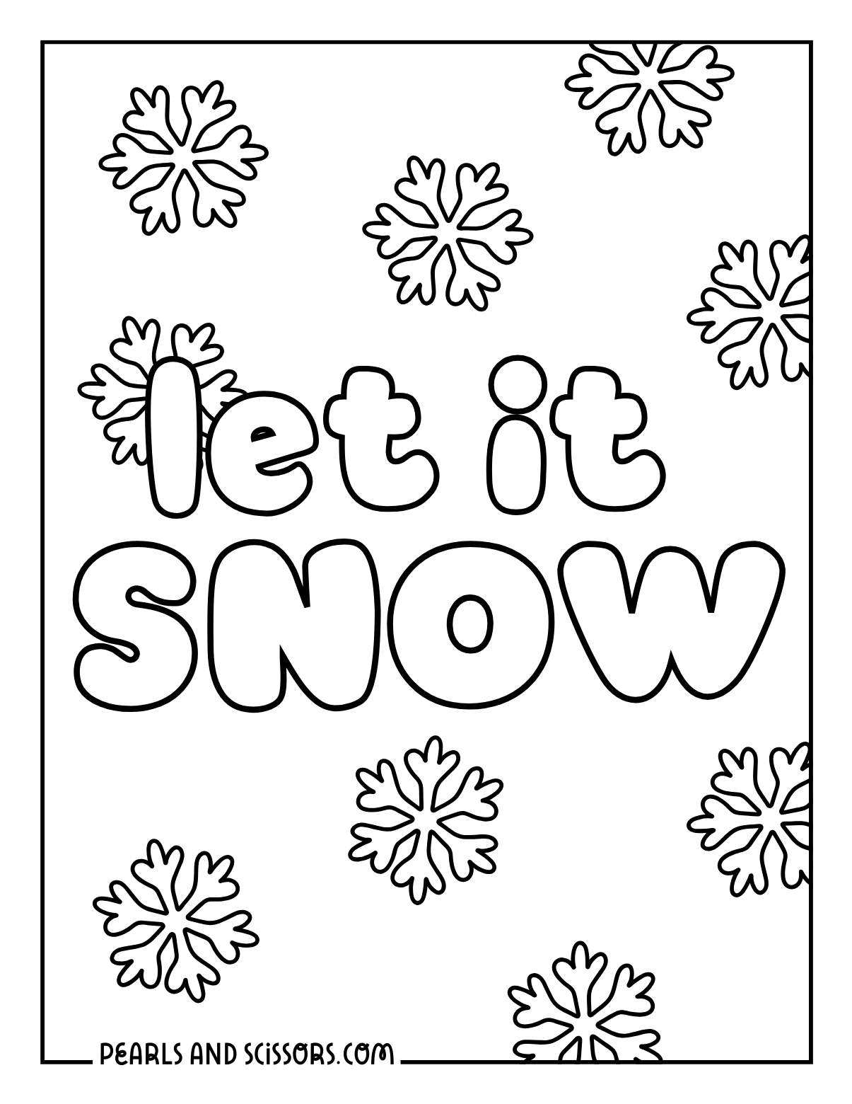 Let is snow coloring page with snowflakes.