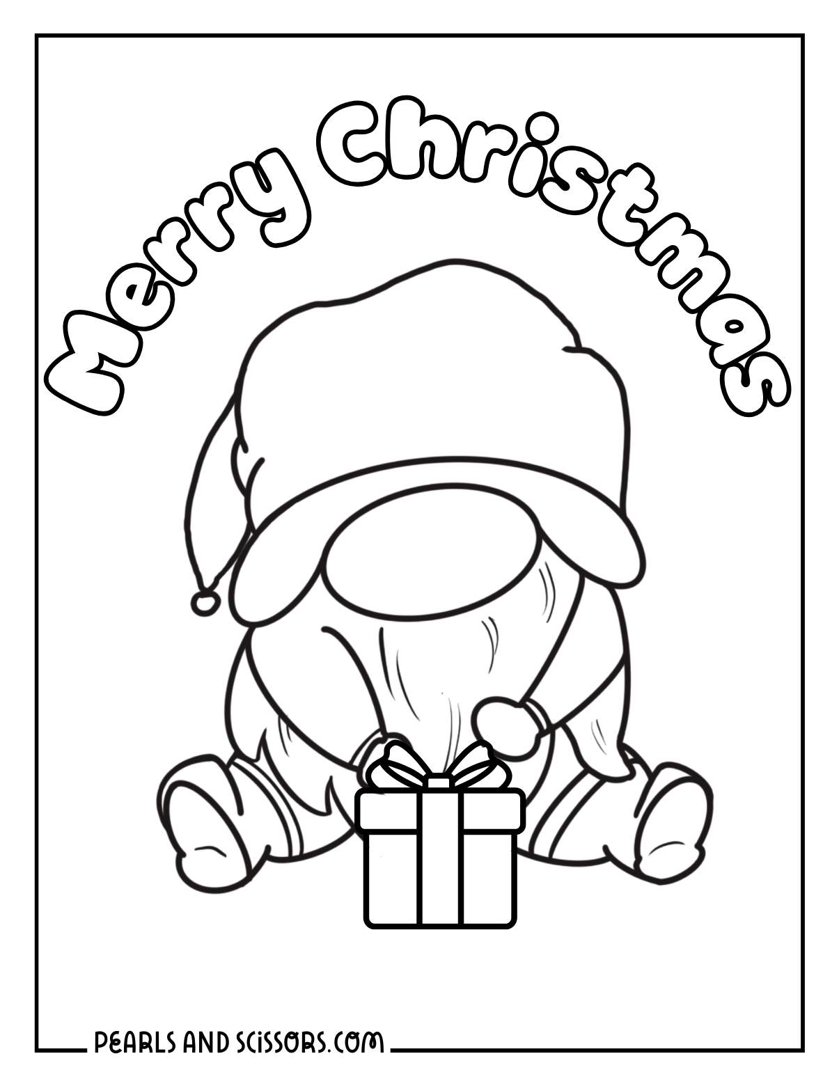 Cute xmas gnome character to color for kids.