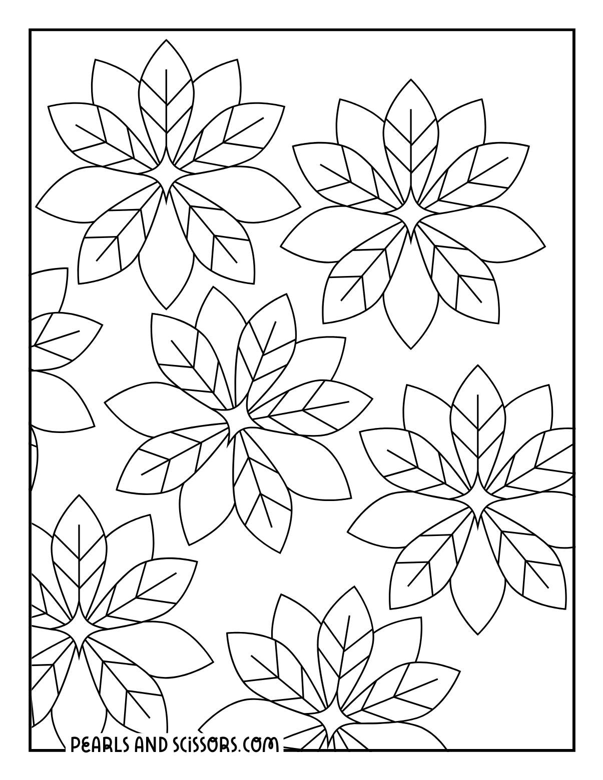 Poinsettia flowers outline to color.
